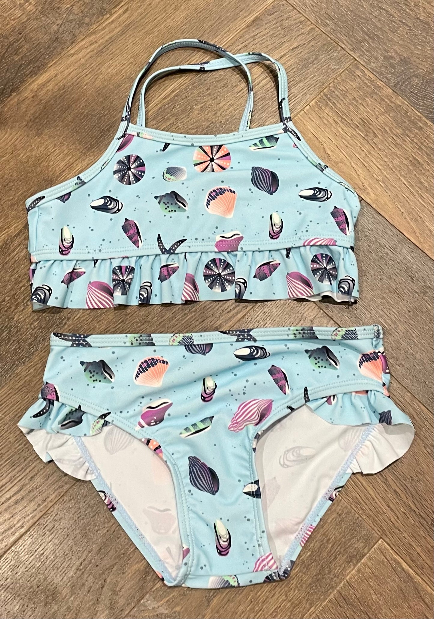 Sea Shel Color Kids Bathing Suit, 6Y