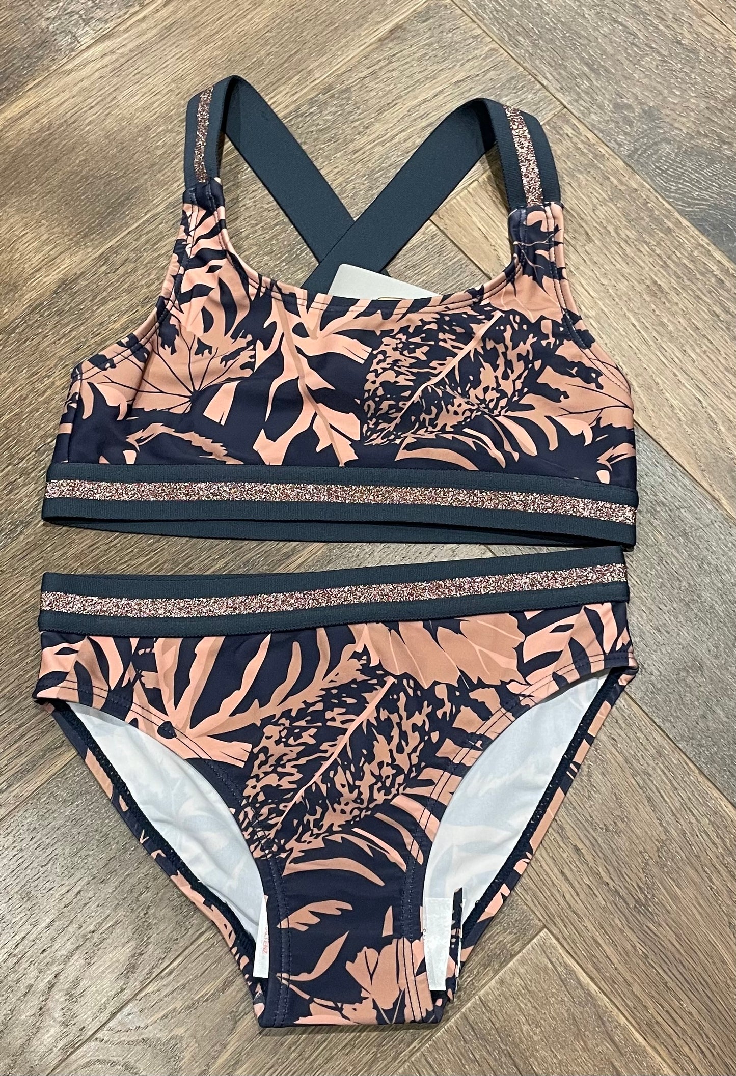 Floral Color Kids Bathing Suit, 6Y