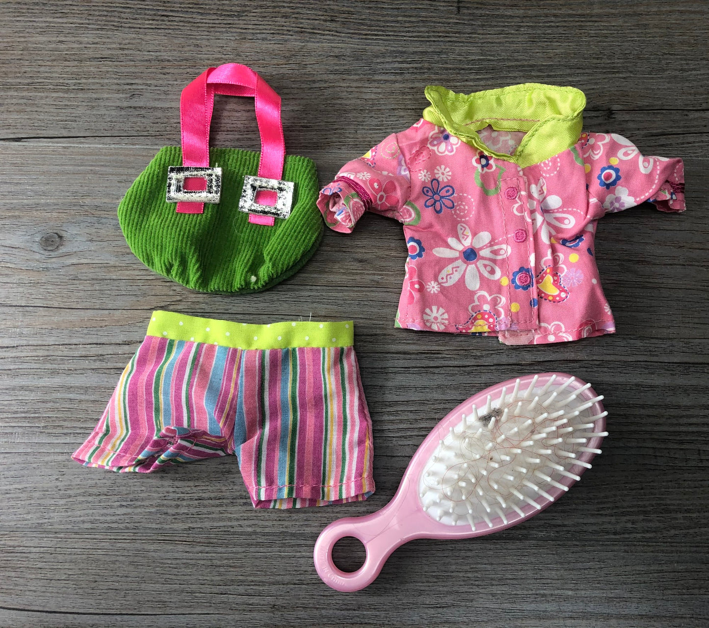 Pink/Gre Corelle Doll Clothes, 4 Pieces