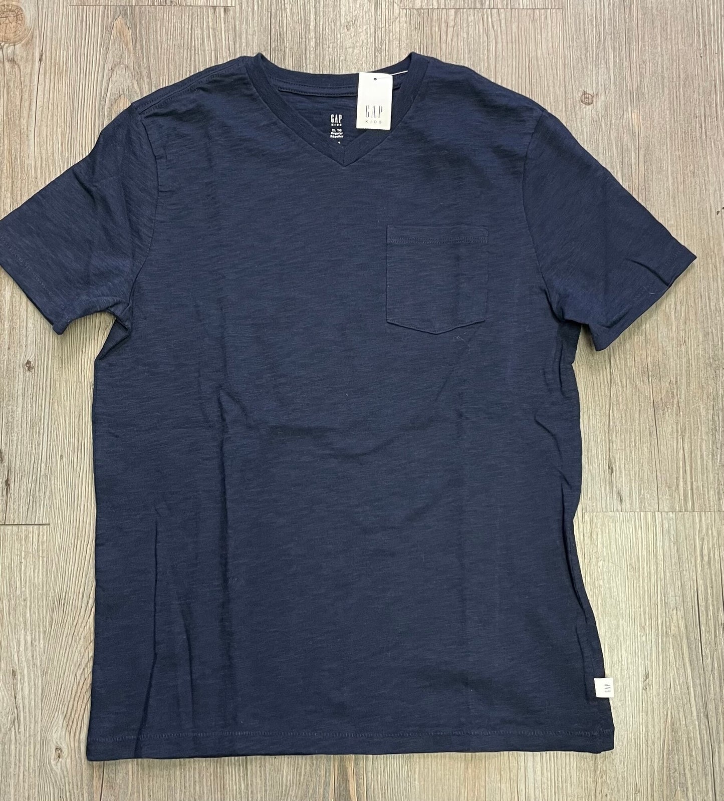 Navy Gap V Neck Tee, 12Y