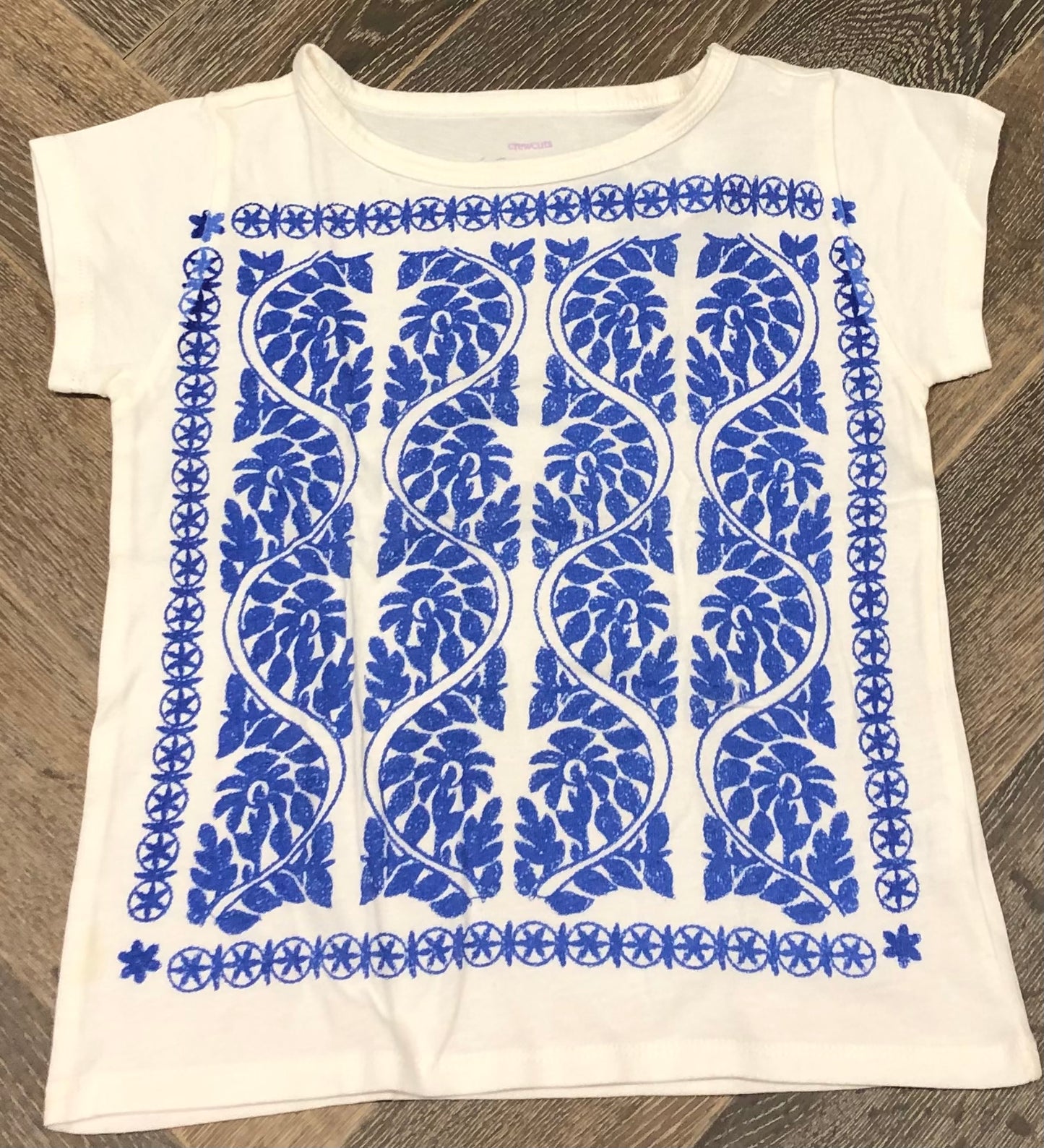 White/bl Crewcuts Tee, 4-5Y