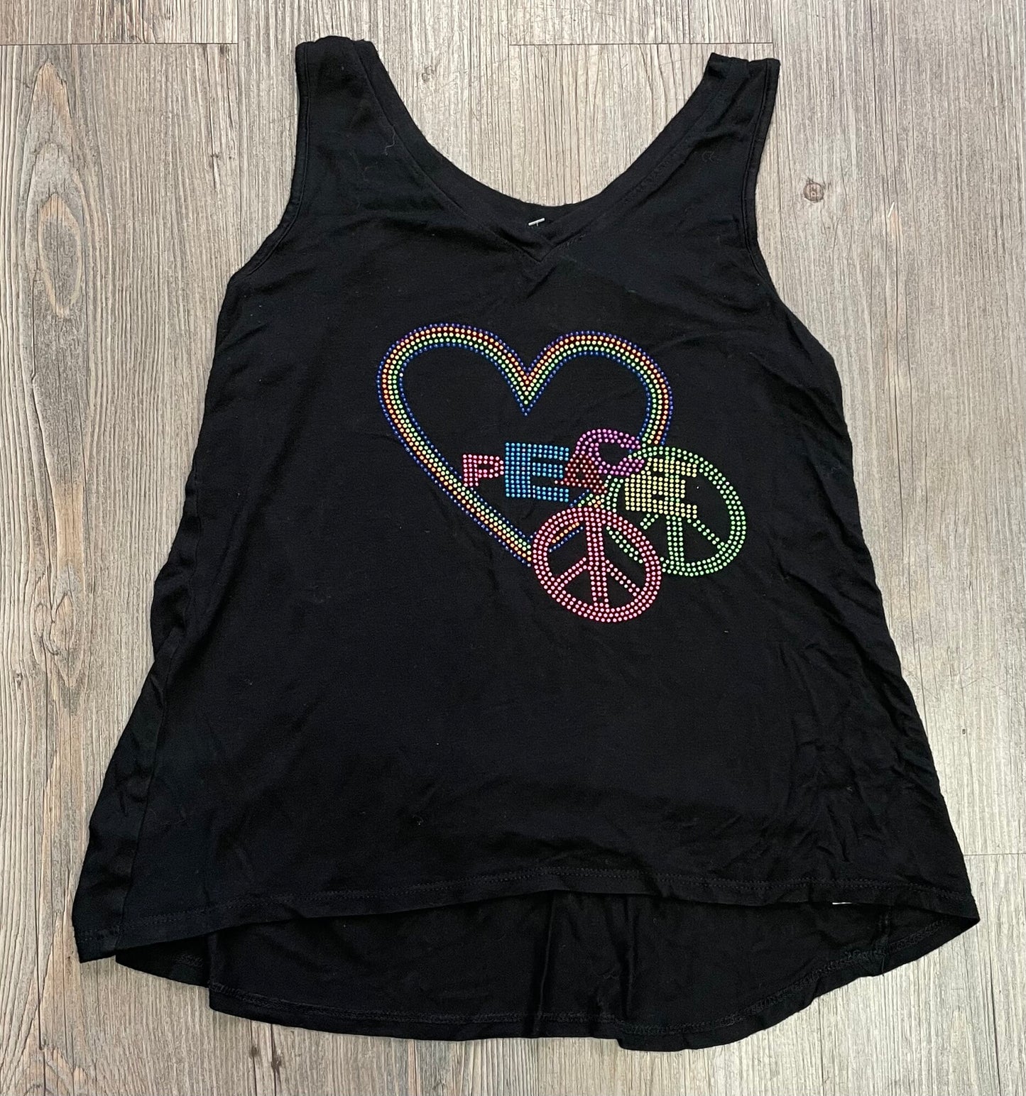 Black Tank Top Beaded, 14Y