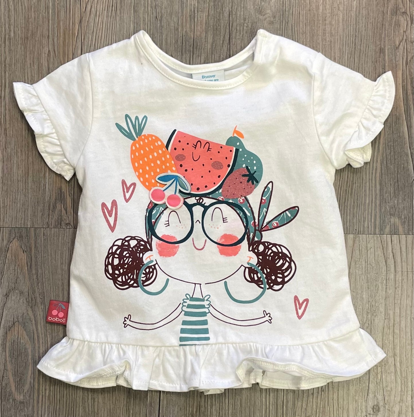 White Boboli Ruffled Tee - 2260, 12M