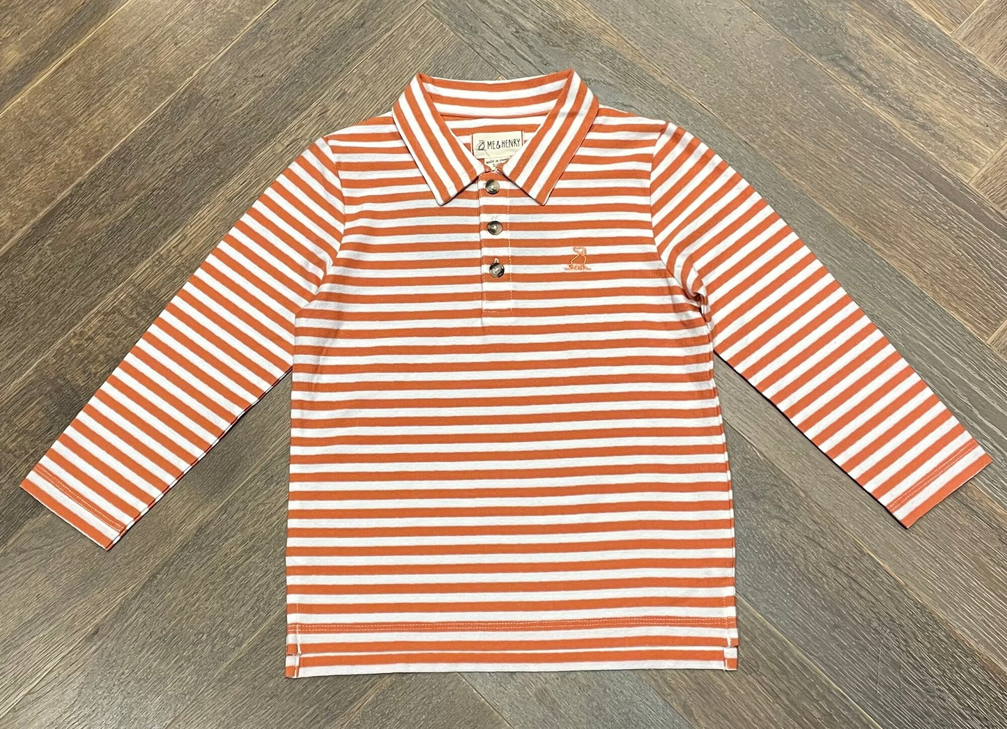 Orange Me & Henry Striped Button, 3-4Y
