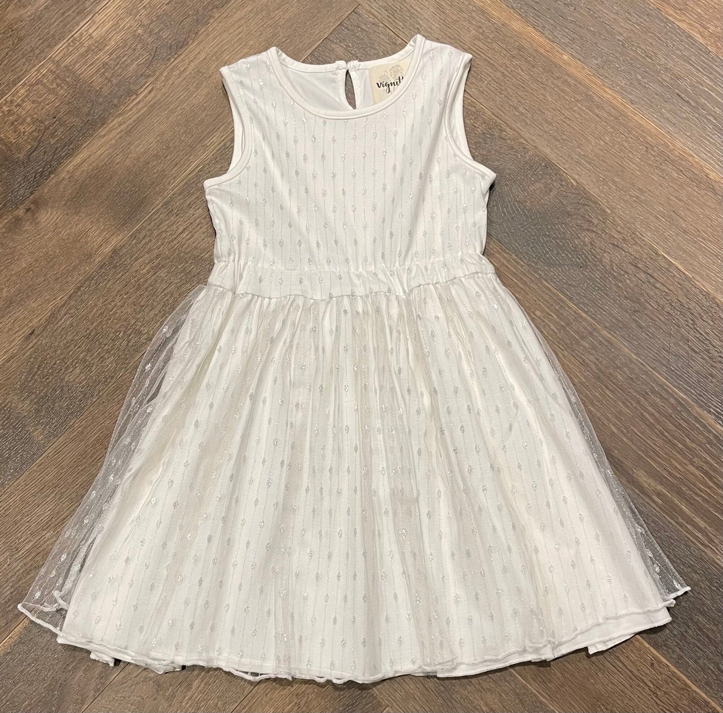 White Vignette Dress, 4Y