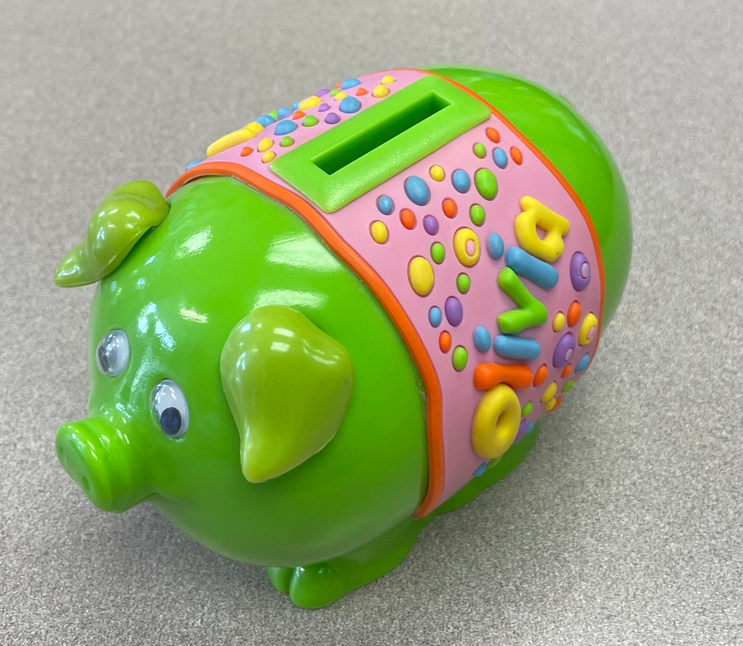 Green Olivia Piggy Bank, Pre-owned