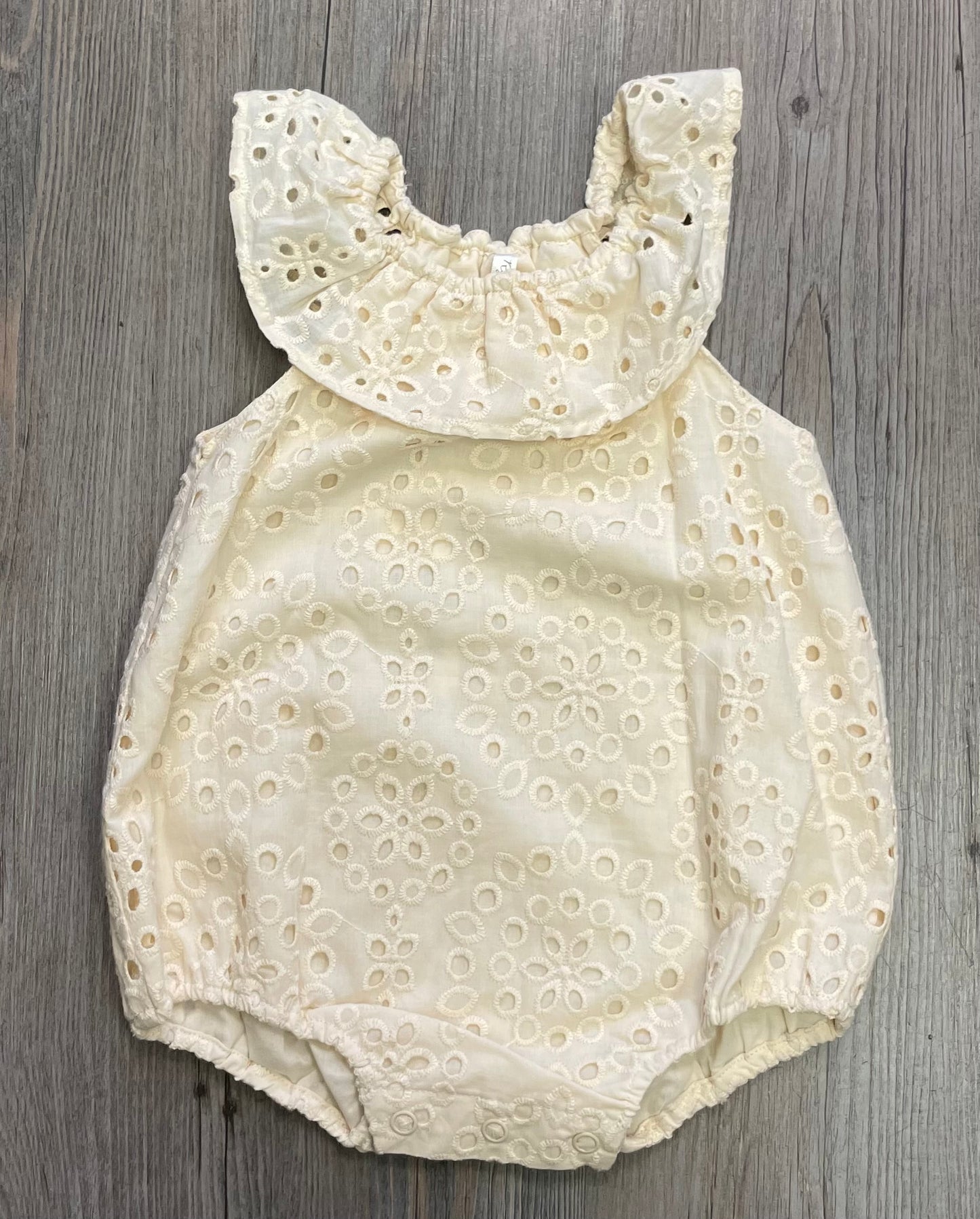 Natural Rylee + Cru Myla Romper, 3-6M