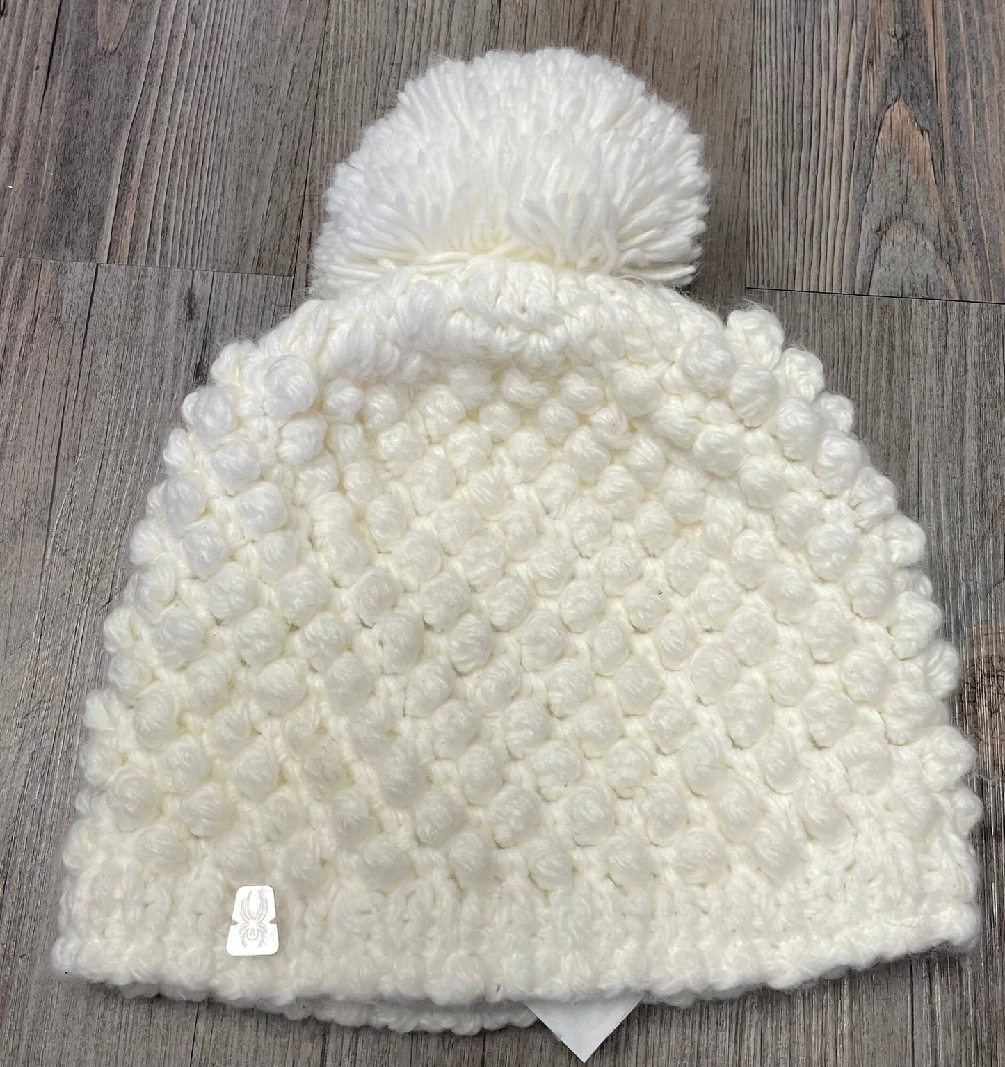 White Spyder Knit Hat, One Size