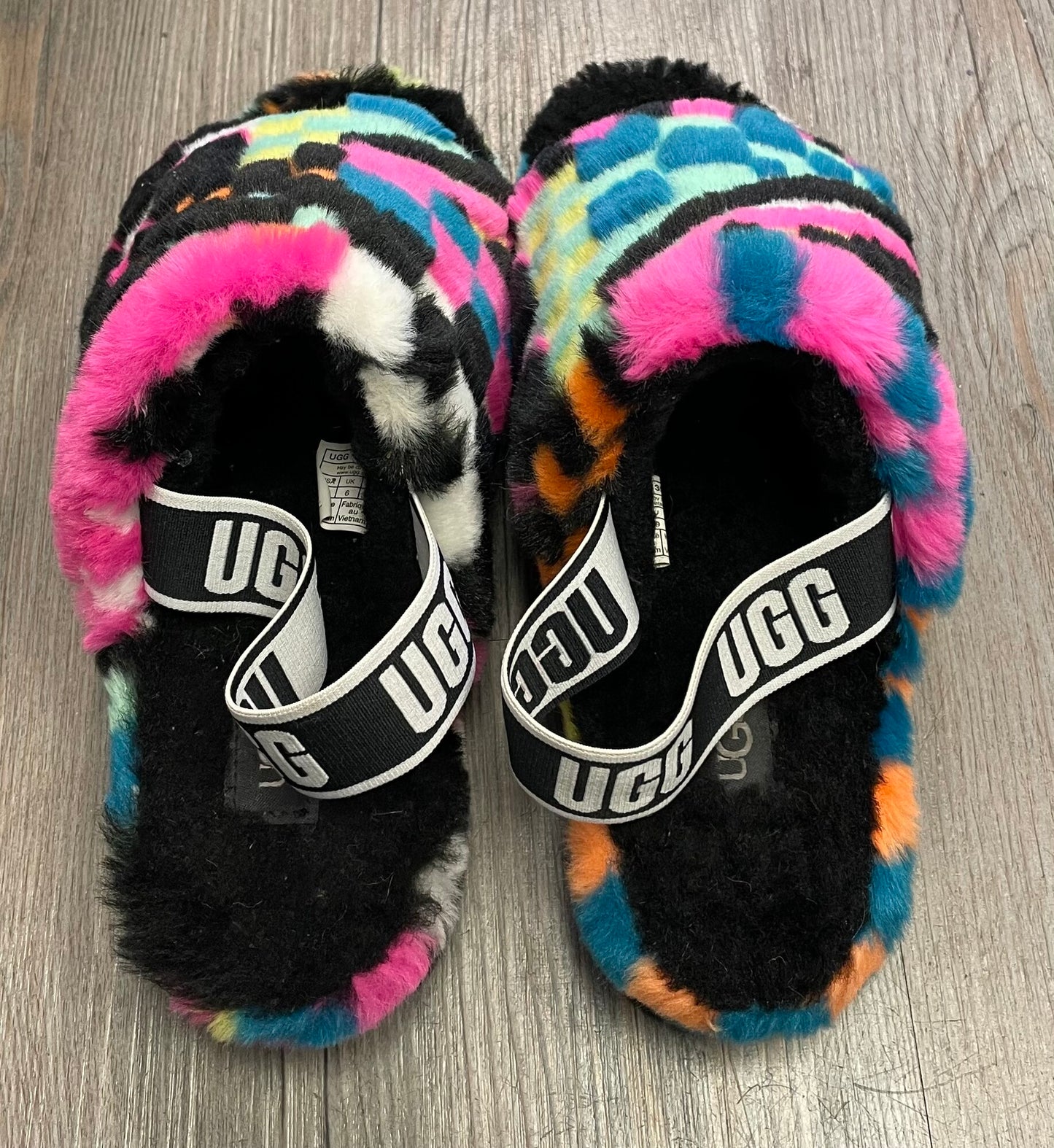 Multi Ugg Women Fluff Slides, 8W