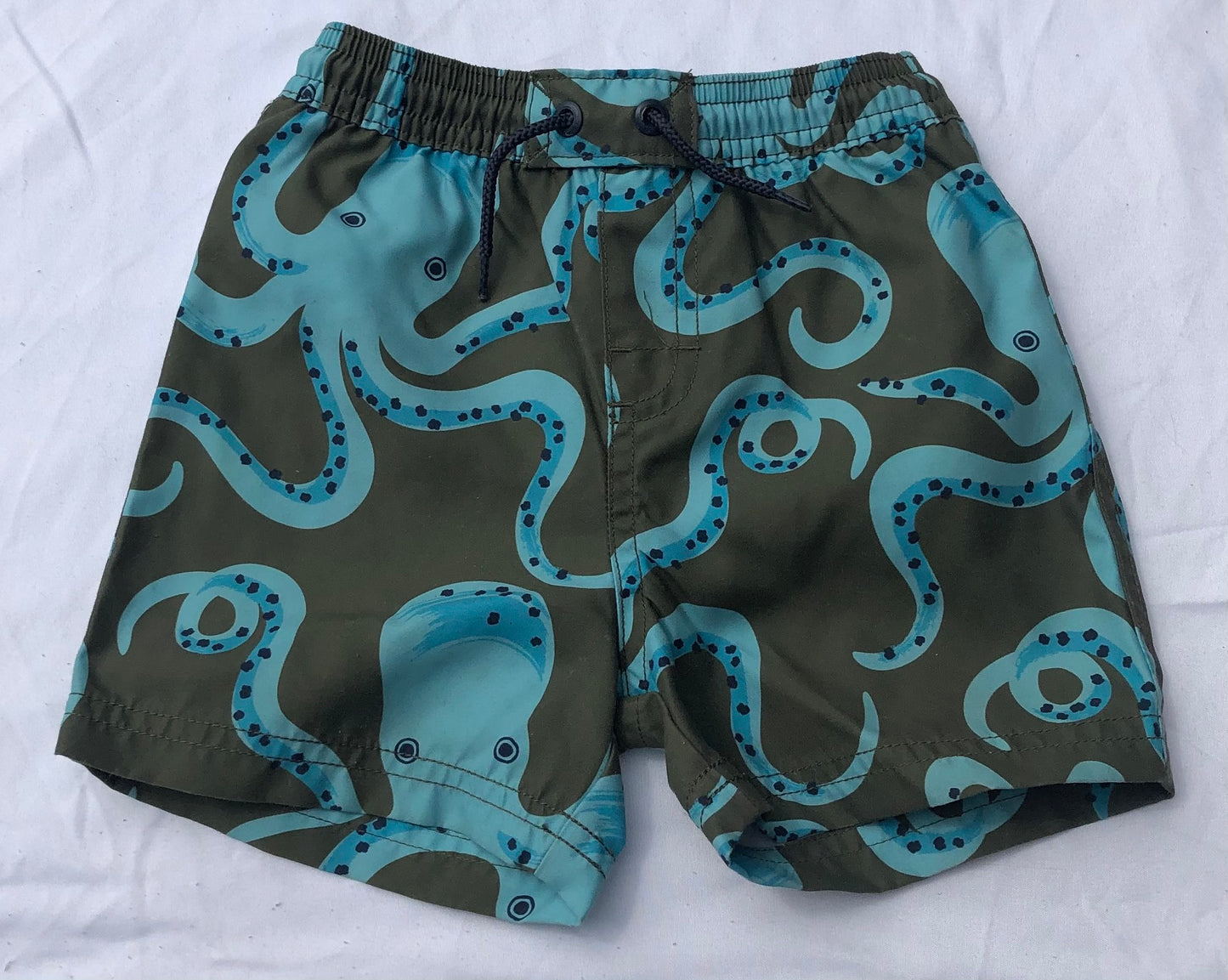Olive/bl Tea Swimming Trunks, 12-18M