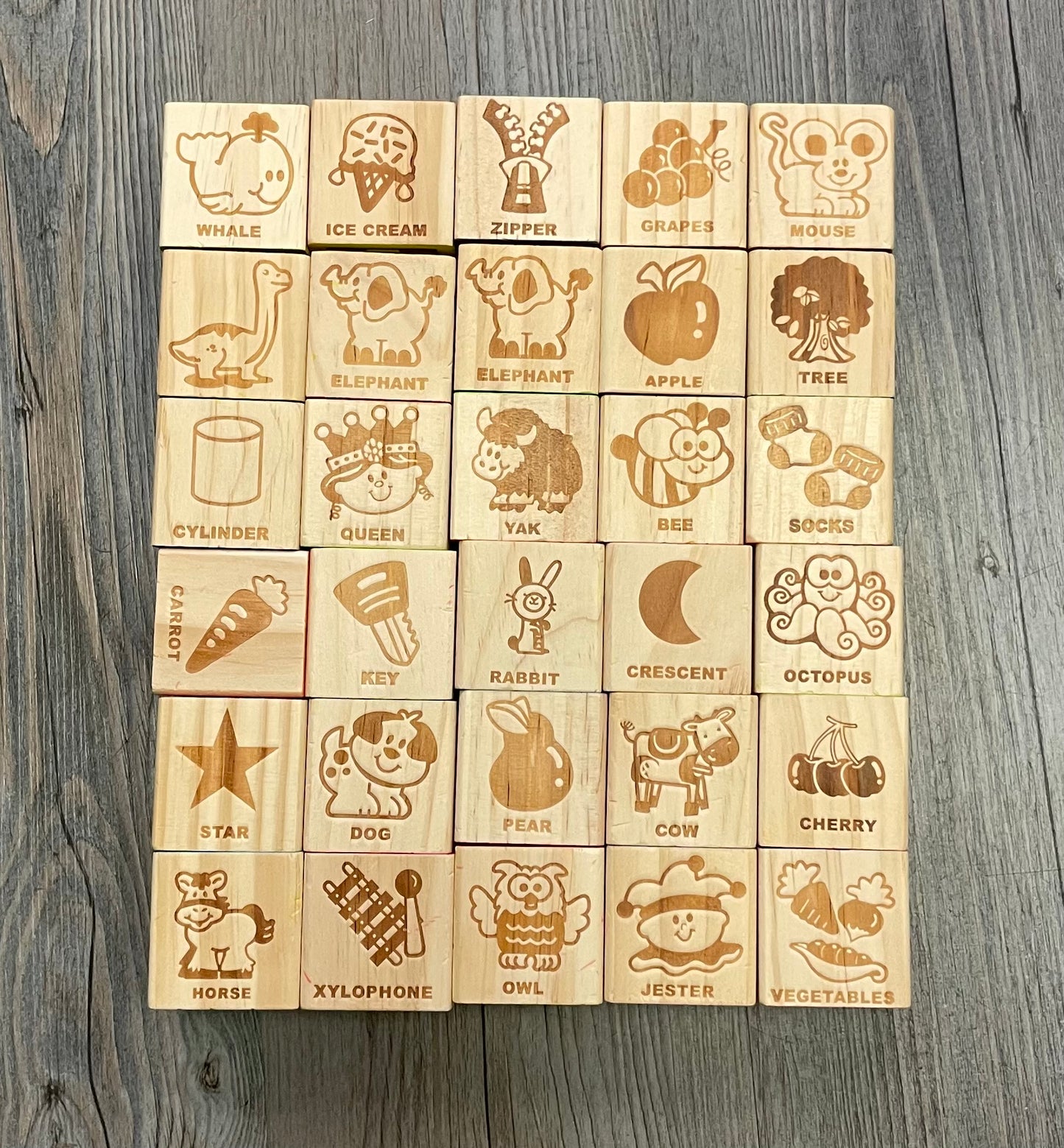Multi Wooden Alphabet Blocks, 30pcs