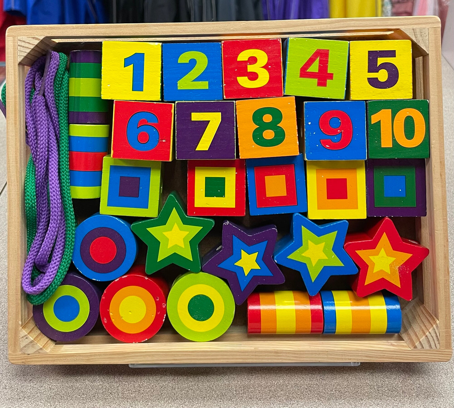 Multi M&D Lacing Wooden Beads, Pre-owned