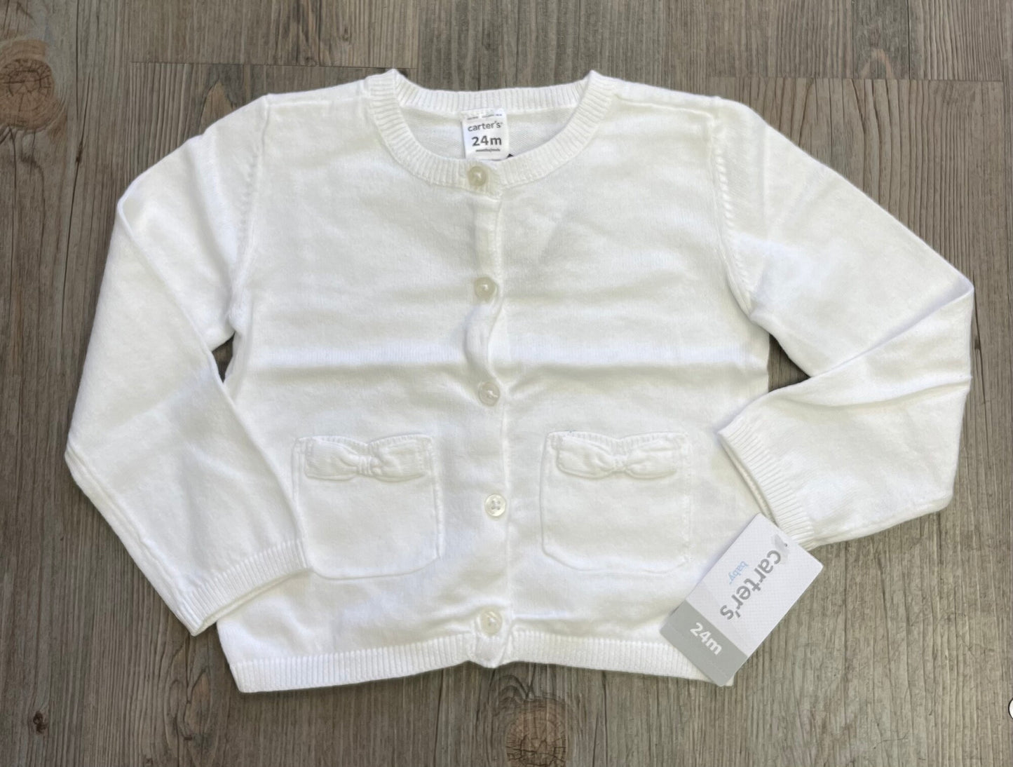 White Carters Cardigan, 24M