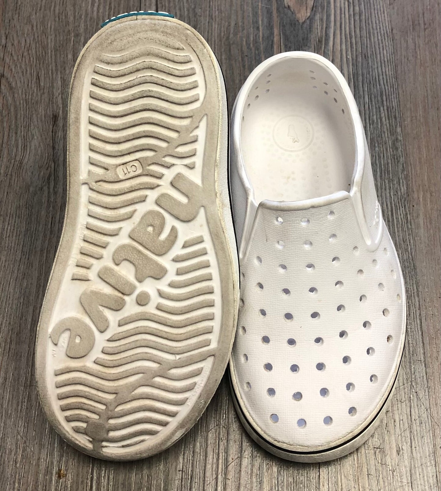White Native Perforated Shoes, 11T