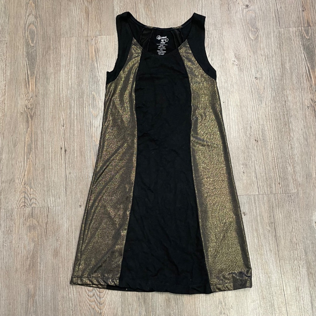 Black & Gold Flowers by Zoe T-Shirt Dress, 14Y