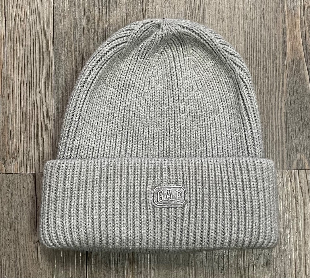 Grey Gap Knit Beanie, 54-56CM