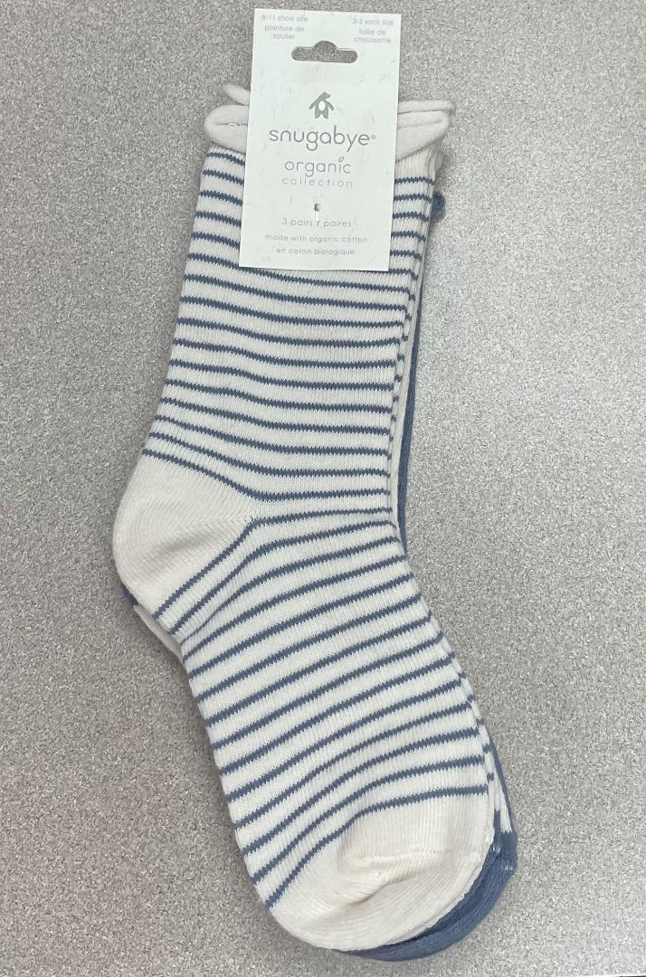 Blue Snugabye Organic Socks, 8-11 Shoe