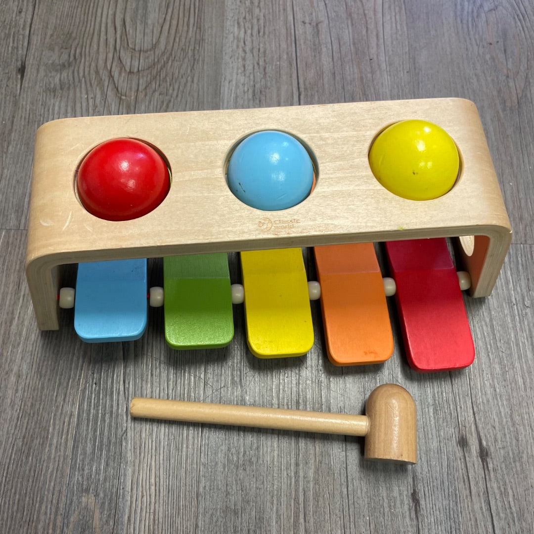 Multi Colour 2 In 1 Wooden Pound And Tap Bench, Pre-owned