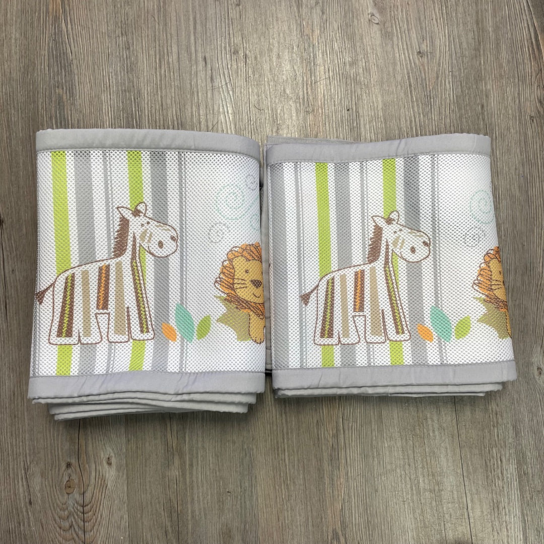Safari Print Breathable Baby Crib Mesh Bumper, Pre-owned