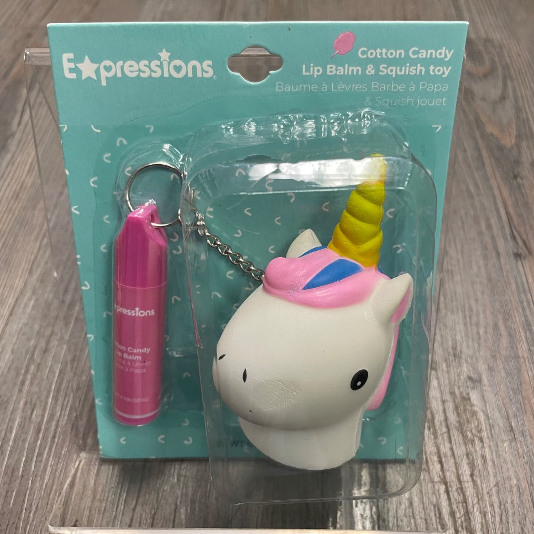 Unicorn Expressions Cotton Candy Lip Balm & Squish Toy
