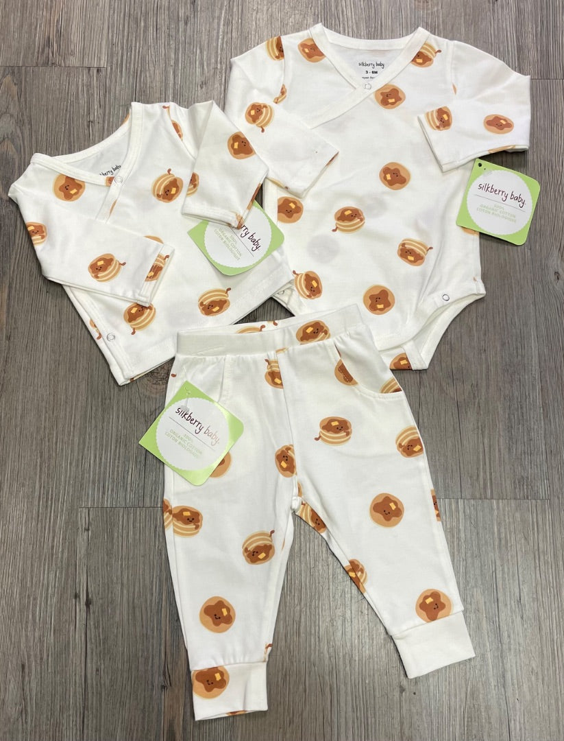 White Silkberry Baby Organic Cotton Pancakes 3 Pcs Set, 3-6M