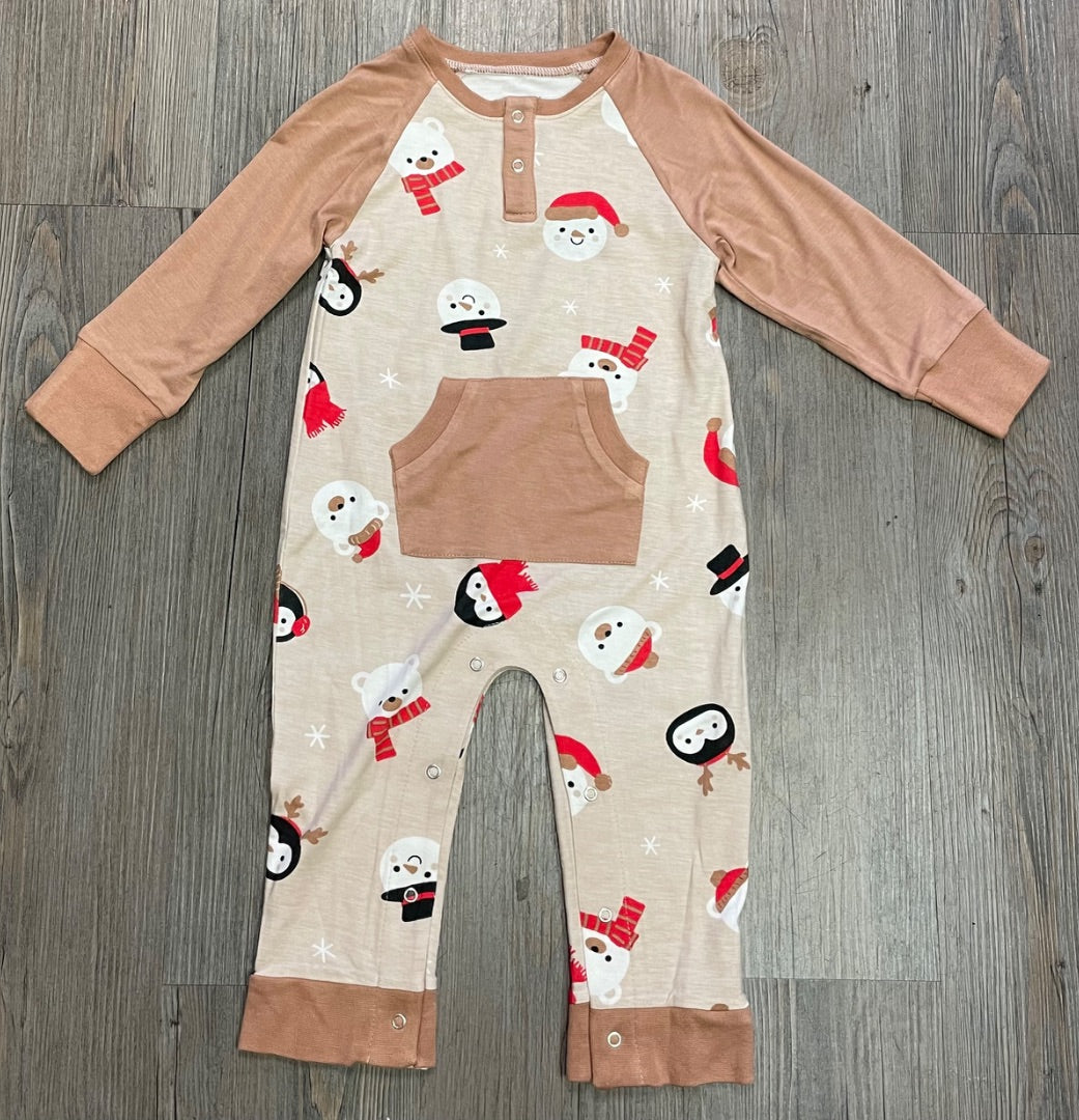 Brown Silkberry Bamboo Christmas Sleeper, 18-24M