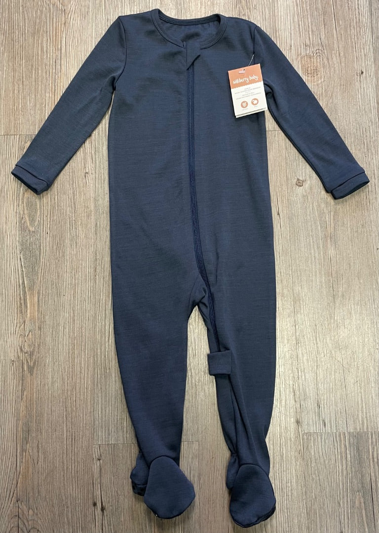 Sage Green Silkberry Baby Wool/Rayon from Bamboo Footer Sleeper, 18-24M