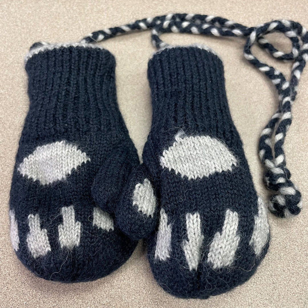 Navy EGG Knit Baby Mitts, 6-12M