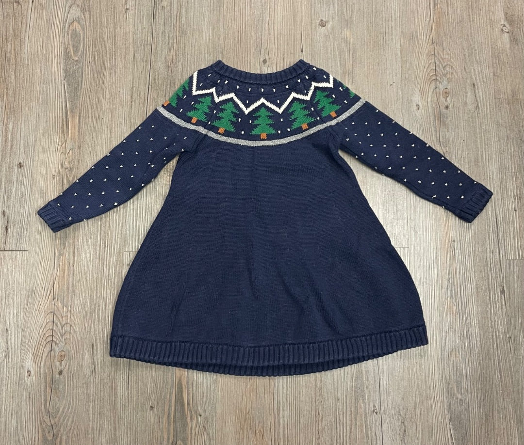 Navy Hanna Anderson Knit Long Sleeve Dress, 3Y