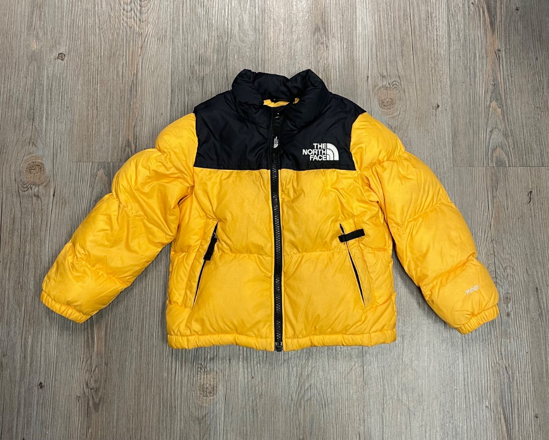 Yellow Black Northface Winter Jacket, 4Y