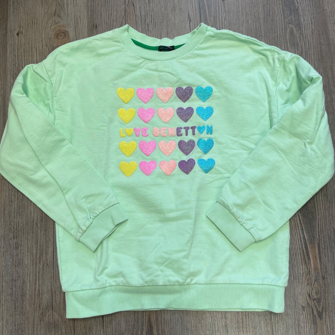 Multi Colour Hearts Benetton Pullover Top, 10Y