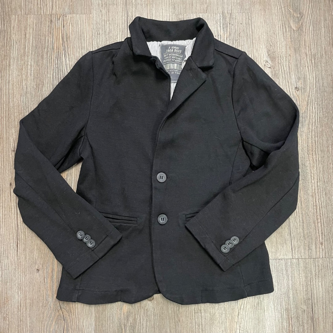 Black Zara Cotton Blazer, 4-5Y