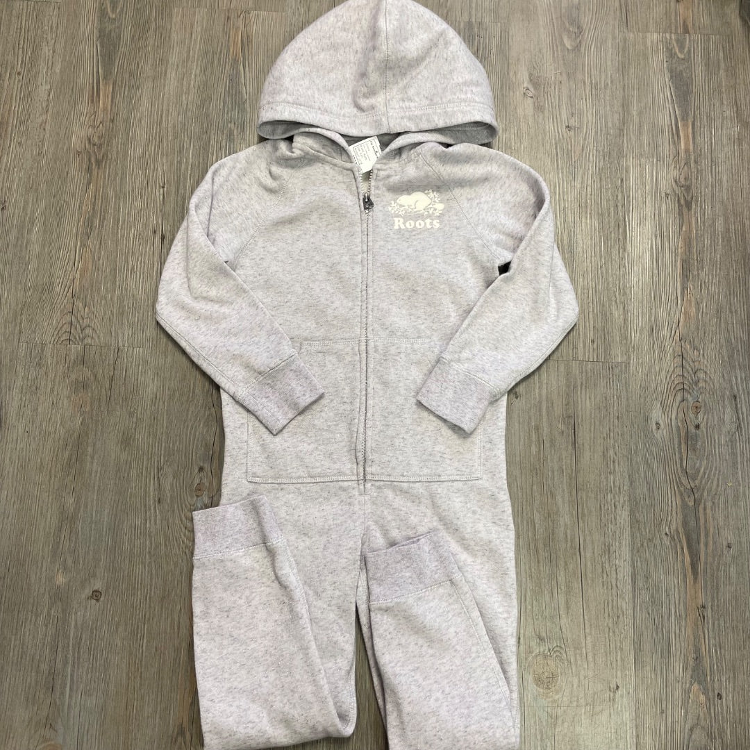 Grey Lavender Roots Zip Hooded Romper, 5-6Y