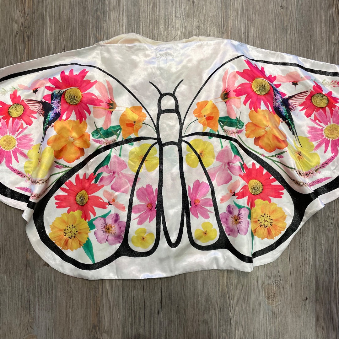 Beige Floral Wings Desigual LS Top Butterfly, 11-12Y