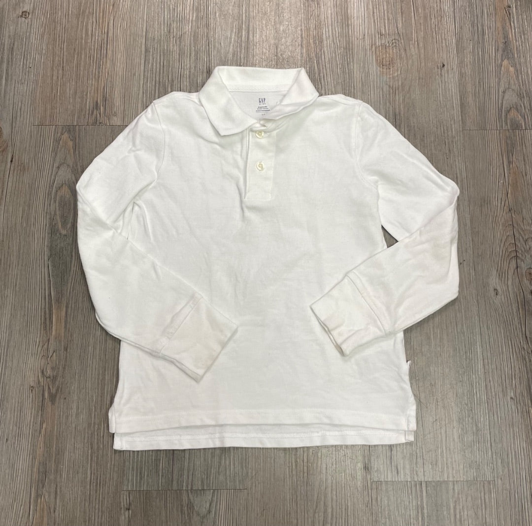 White Gap Polo LS, 6-7Y