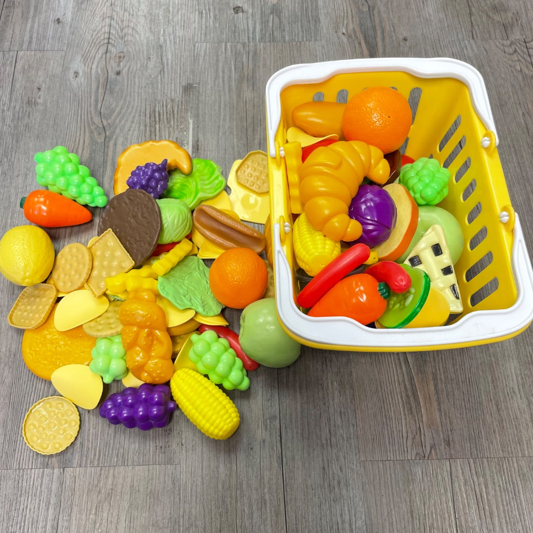 Multi Colour Assorted Fruits And Vegetables Basket, Pre-owned