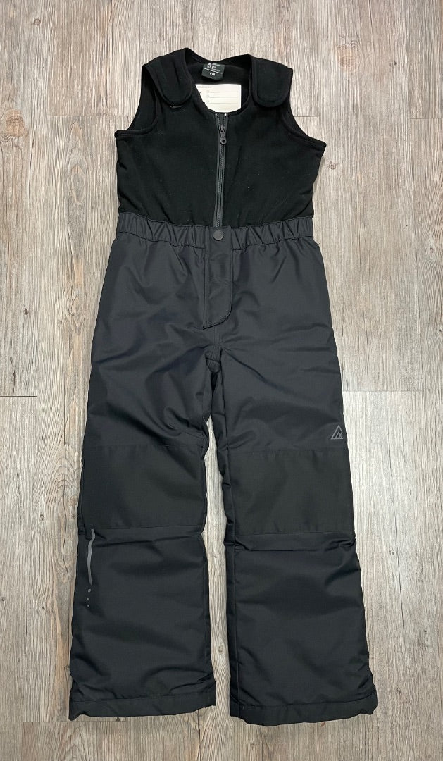 Black Ripzone Bib Snow Pants, 6Y