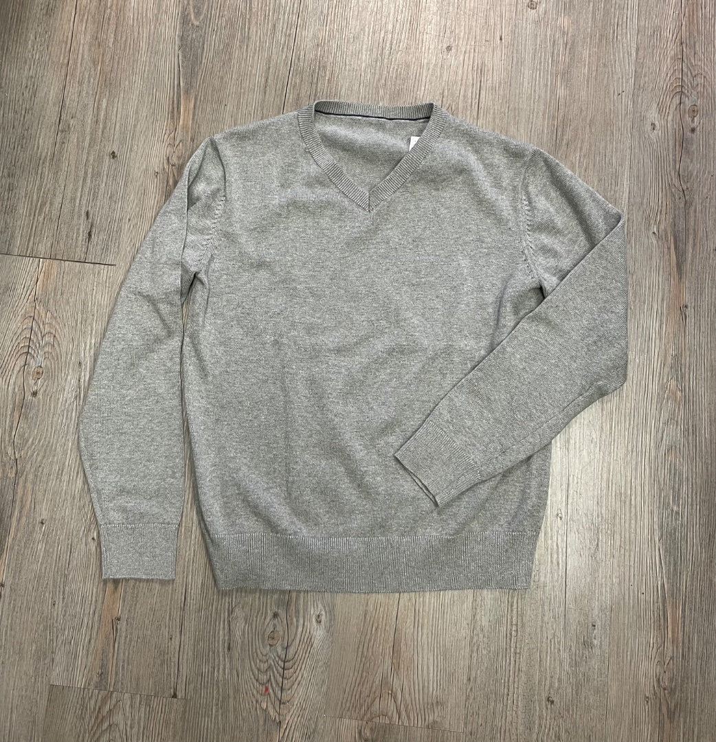 Grey V Neck LS Sweater, 12-13Y