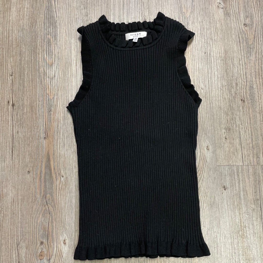 Black Milly Mini Ribbed Tank Top, 12Y