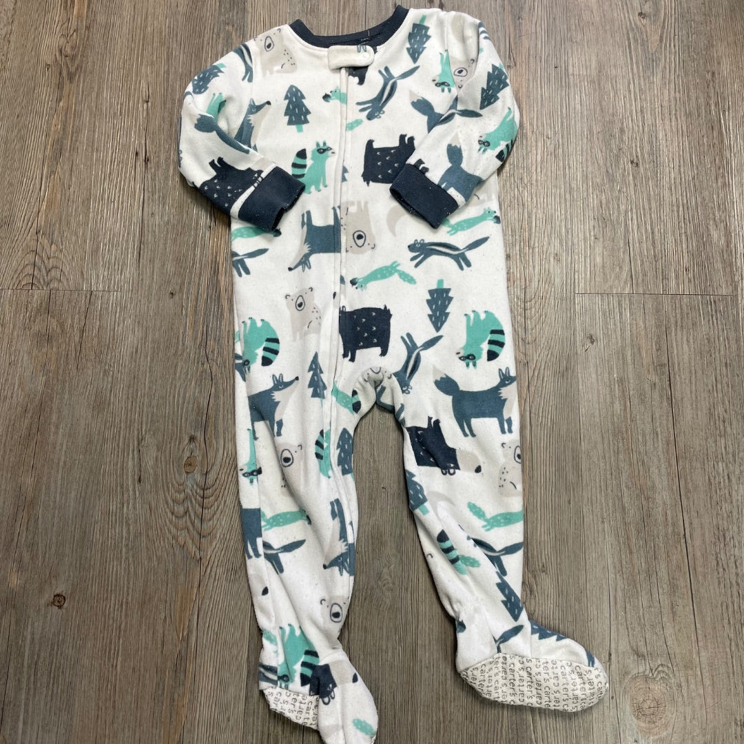 Animal Pattern Carters PJ Onesie, 18M