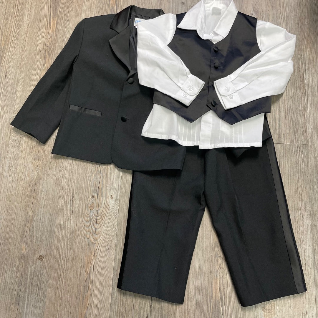 Black White Peanut Butter Collection Blazer Shirt, Vest, Pants Set, 4Y
