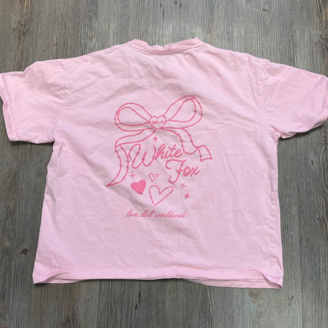 Pink Peach White Fox T-Shirt, Small