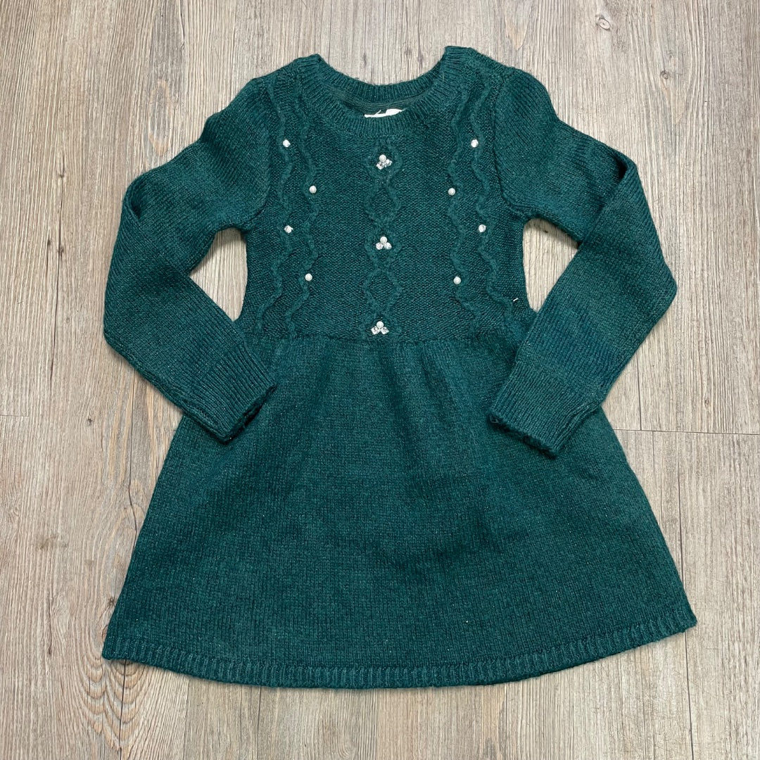 Green Childrens Place LS Knit Dress, 4Y