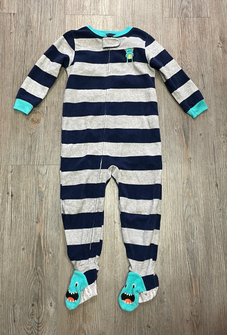 Stripe Carters Fleece Pj Onesie, 24M
