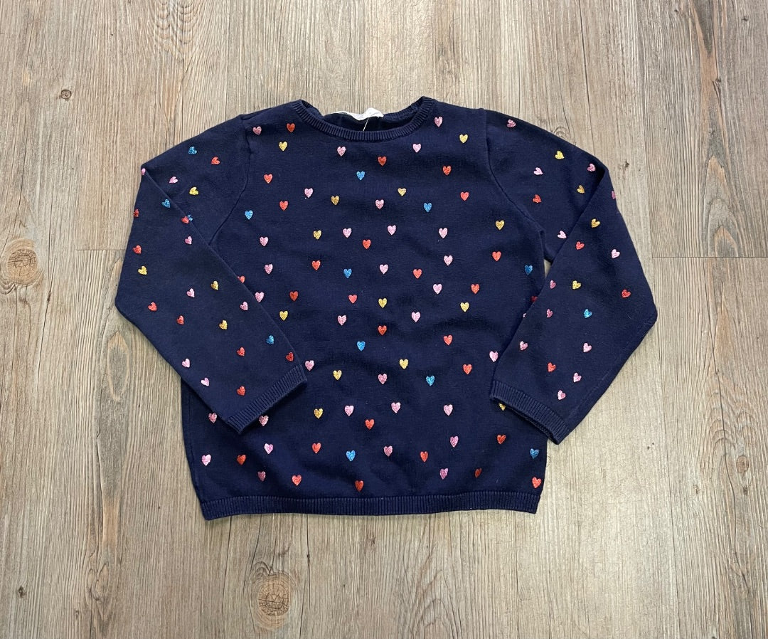 Navy Hearts H&M LS Knit Pull Over, 7-8Y