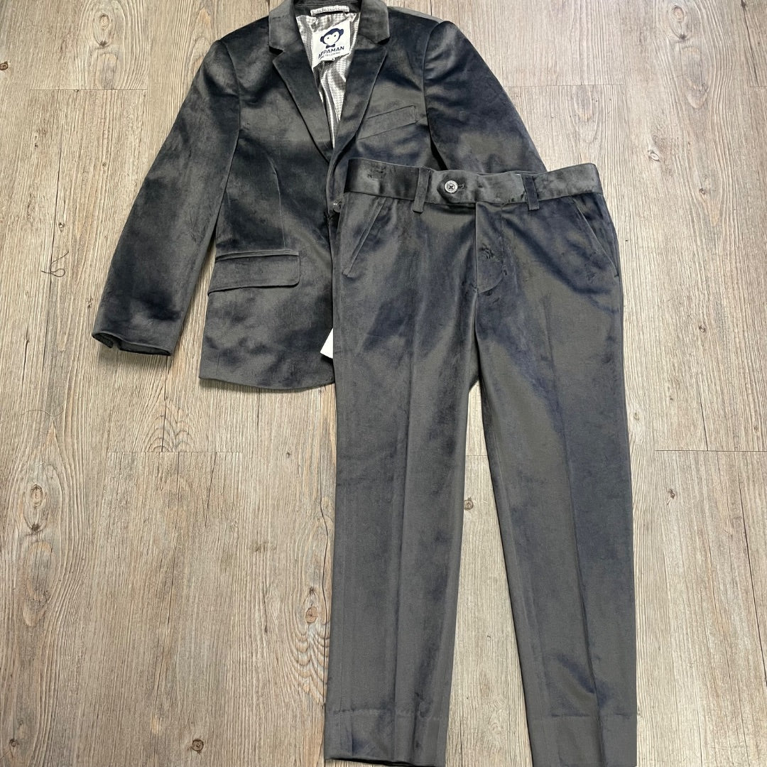 Grey Appaman Crushed velvet Suit Set, 6Y