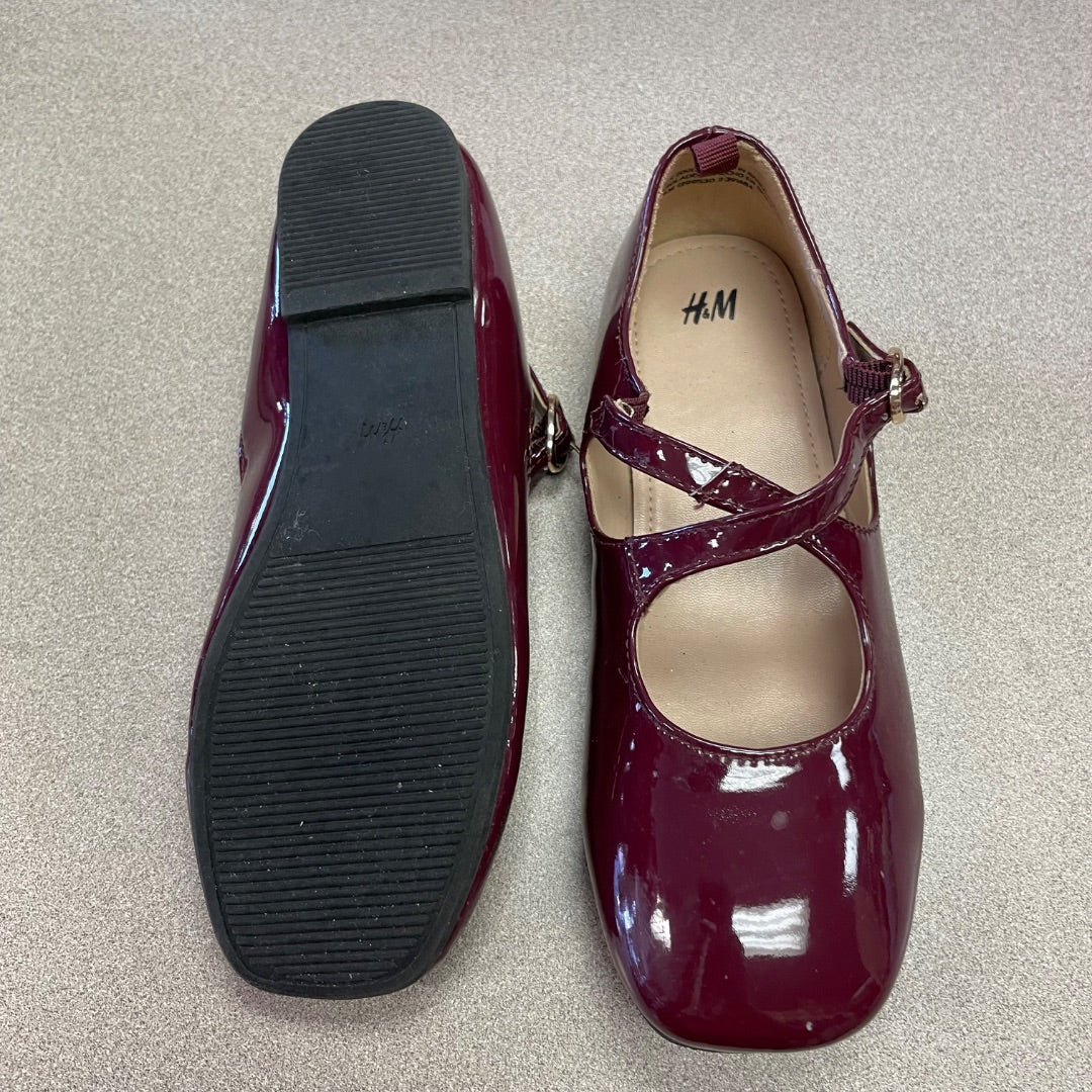Maroon H&M Patent Mary Jane Shoes, 1Y