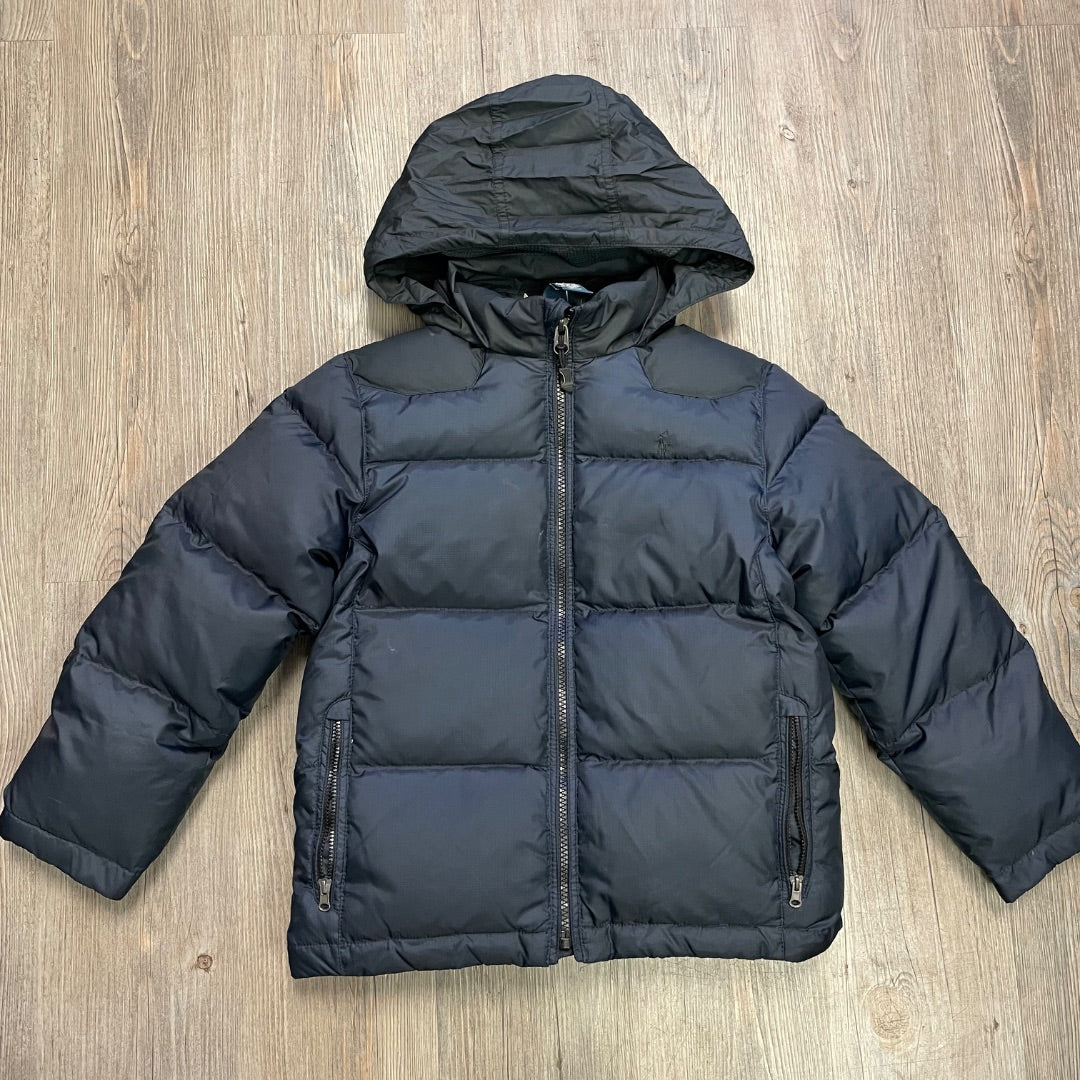Navy Polo Ralph Lauren Downfill Hooded Winter Jacket, 7Y