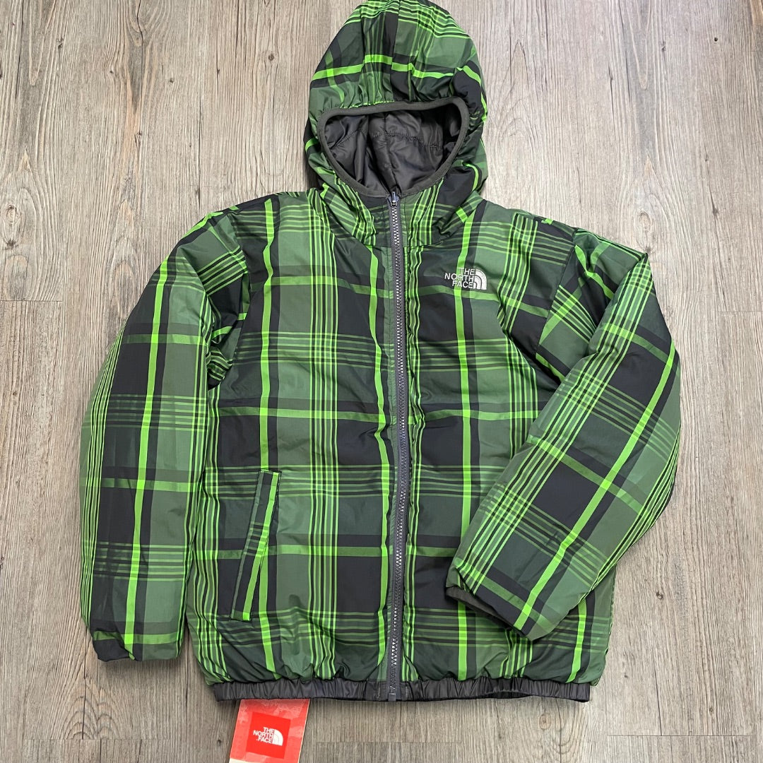 Grey Green North Face NEW Reversible Hooded Downfill Winter Jacket, 10-12Y