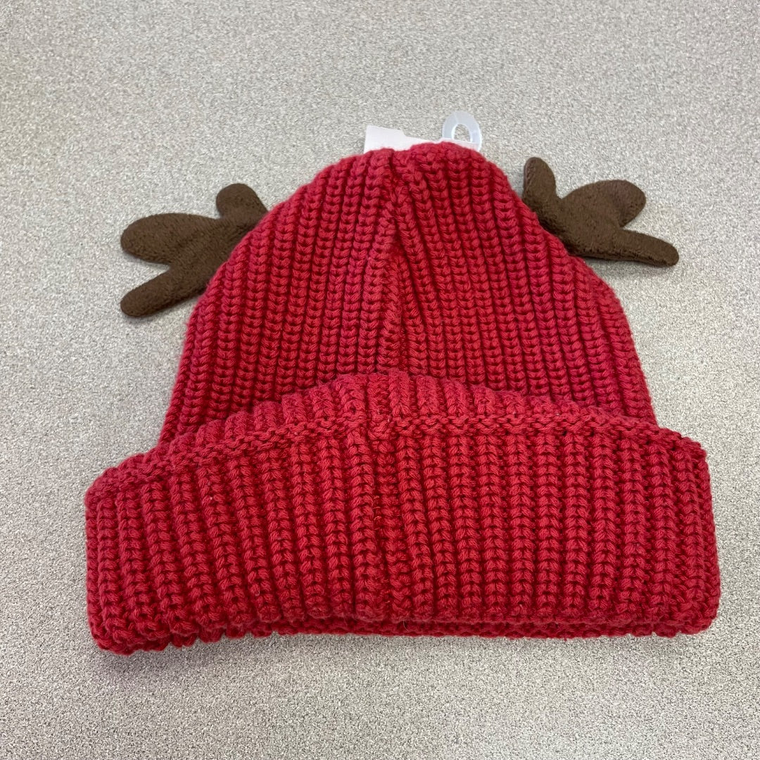 Red Knit Reindeer Hat, 6-12M